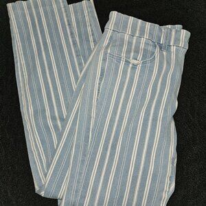 Ann Taylor Loft Blue & White Stripe Modern Skinny Crop Chino Pants (00)